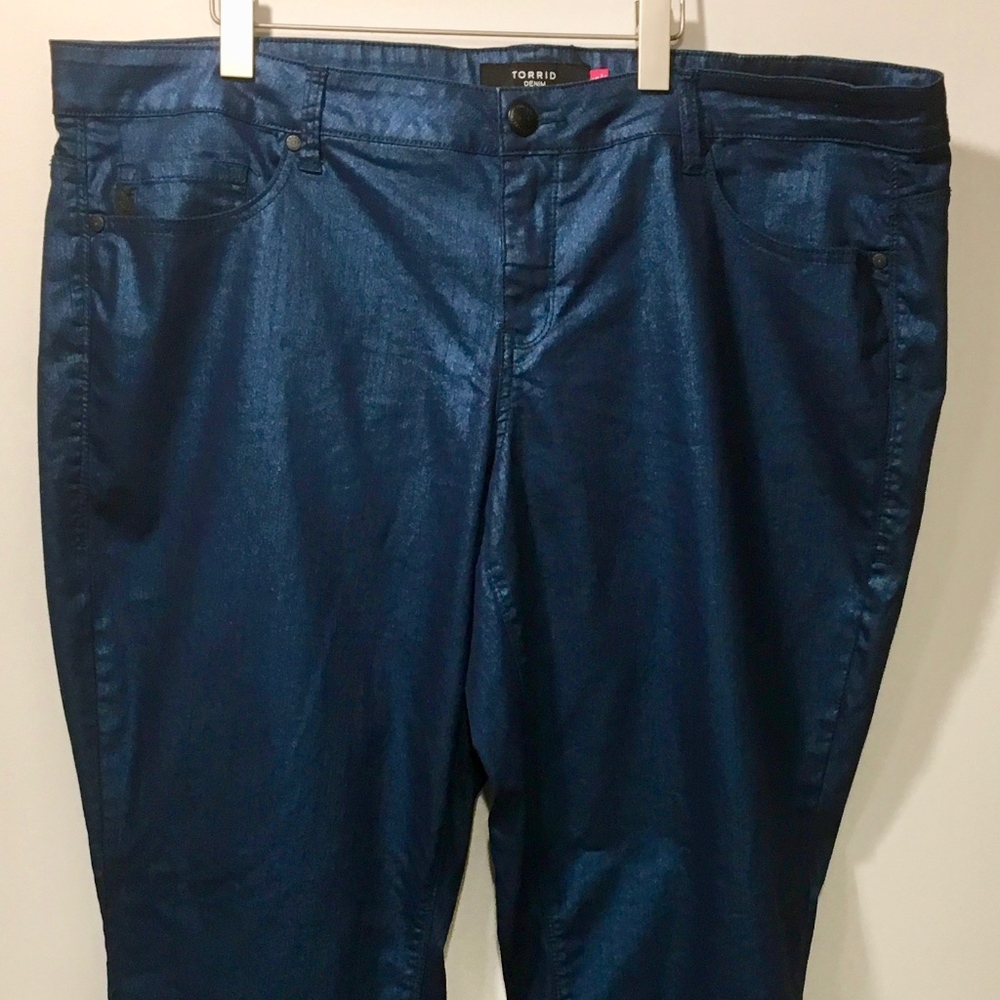 Torrid Womens Jeans Blue Metallic Denim Plus Size